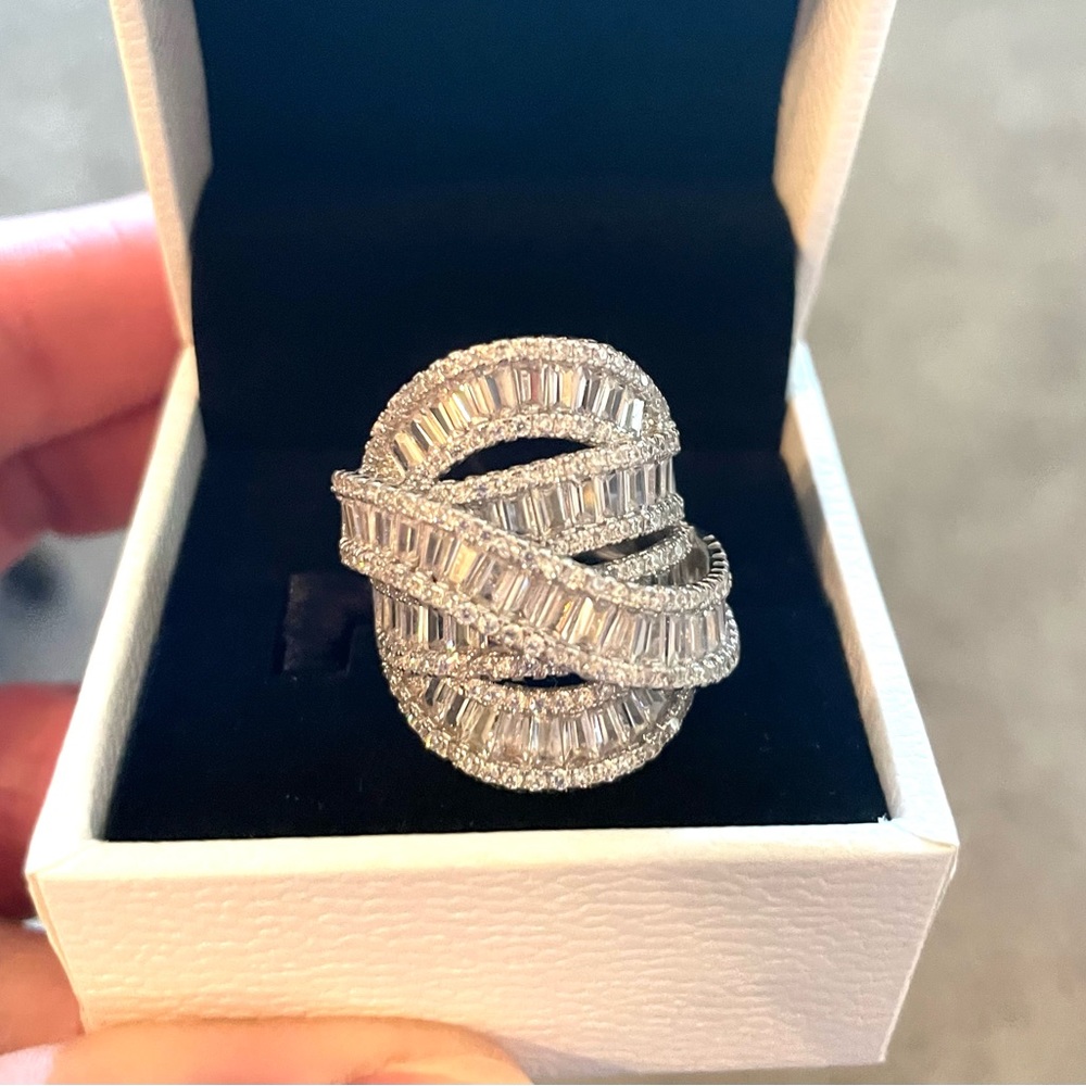 Solid Sterling Silver Stamped 925 Moissanite Cock… - image 1